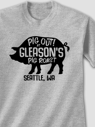 Pig Roast Sports Grey Adult T-Shirt