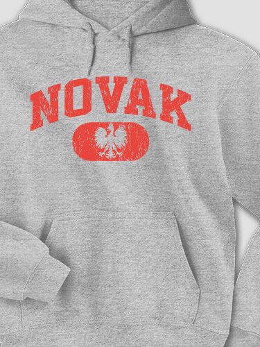 Polish Varsity Sports Grey Adult Hooded Sweatshirt