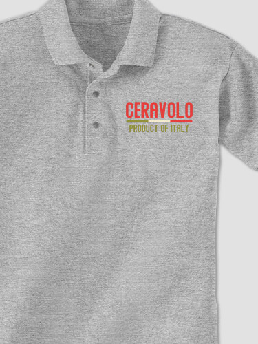 Product Of Italy Sports Grey Embroidered Polo Shirt