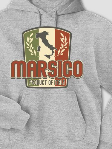 Product Of Italy Sports Grey Adult Hooded Sweatshirt