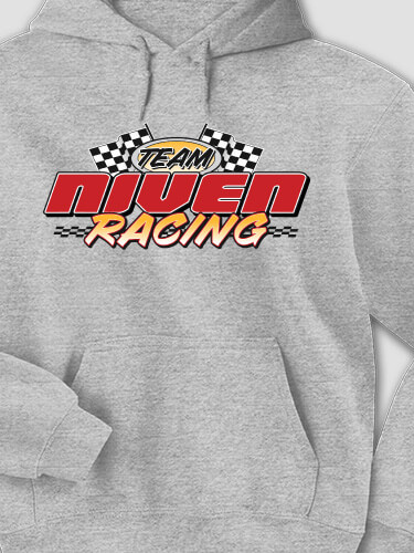 Racing Team Sports Grey Adult Hooded Sweatshirt