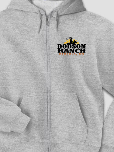 Ranch Sports Grey Embroidered Zippered Hooded Sweatshirt