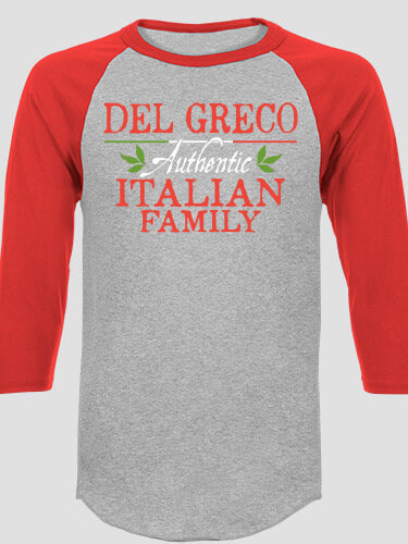 Italian Family Sports Grey/Red Adult Raglan 3/4 Sleeve T-Shirt