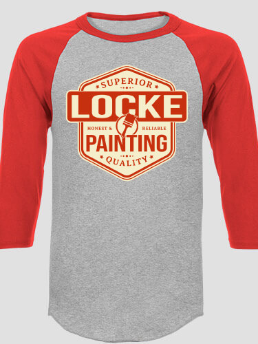 Painting Sports Grey/Red Adult Raglan 3/4 Sleeve T-Shirt