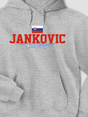 Slovakian Flag Sports Grey Adult Hooded Sweatshirt