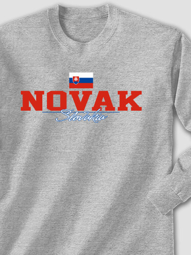 Slovakian Flag Sports Grey Adult Long Sleeve