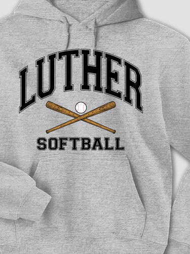 Softball Sports Grey Adult Hooded Sweatshirt