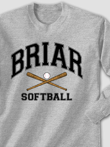 Softball Sports Grey Adult Long Sleeve