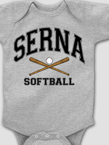 Softball Sports Grey Baby Bodysuit