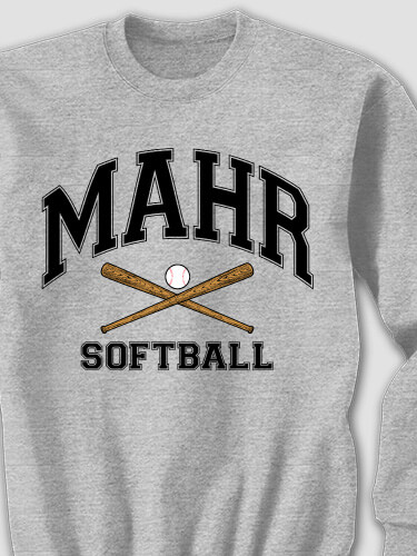 Softball Sports Grey Adult Sweatshirt