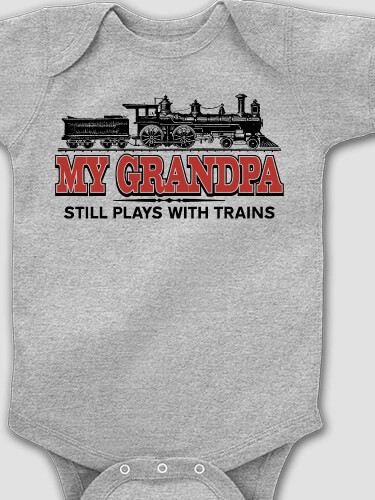 Still Plays With Trains Sports Grey Baby Bodysuit