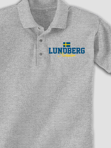 Sweden Flag Sports Grey Embroidered Polo Shirt