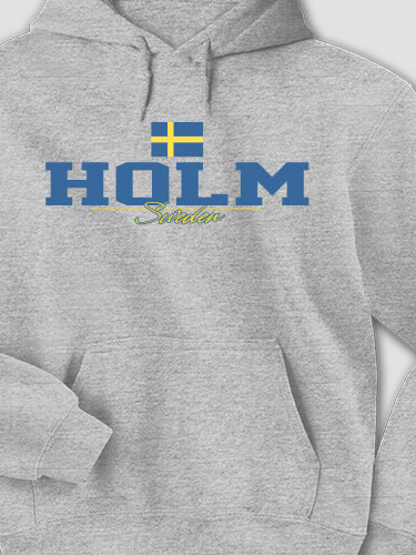 Sweden Flag Sports Grey Adult Hooded Sweatshirt