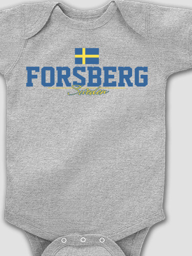 Sweden Flag Sports Grey Baby Bodysuit