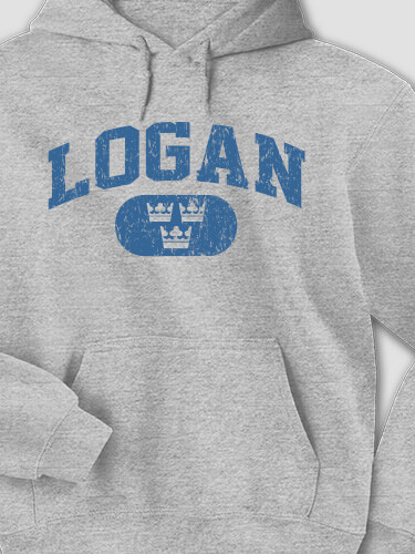 Swedish Varsity Sports Grey Adult Hooded Sweatshirt