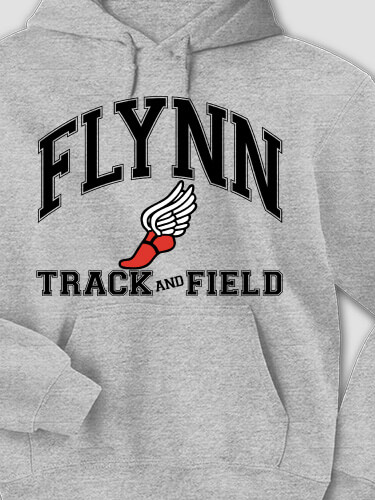 Track and Field Sports Grey Adult Hooded Sweatshirt