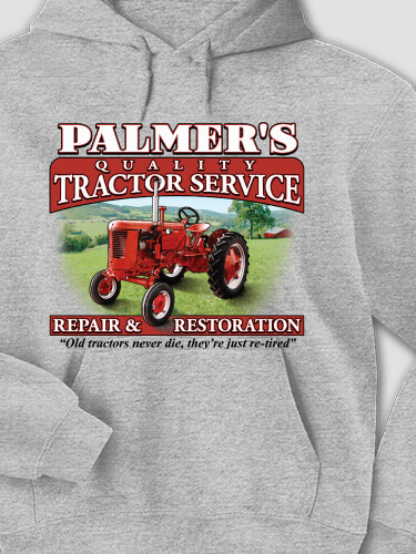 Tractor Service Sports Grey Adult Hooded Sweatshirt