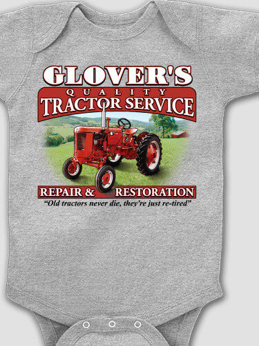 Tractor Service Sports Grey Baby Bodysuit