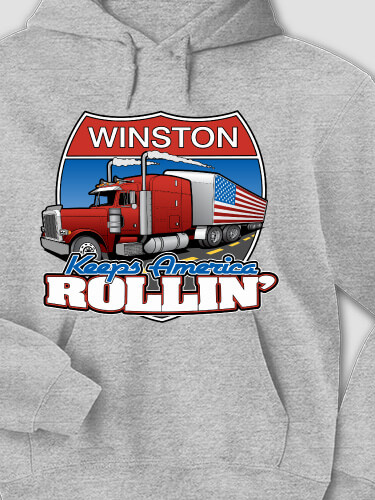 Trucking Sports Grey Adult Hooded Sweatshirt
