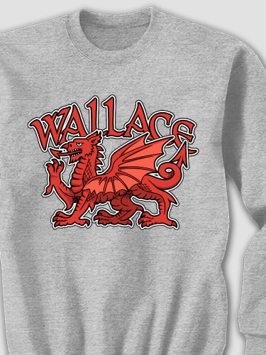 Welsh Dragon Sports Grey Adult Sweatshirt