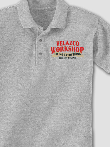 Workshop Sports Grey Embroidered Polo Shirt