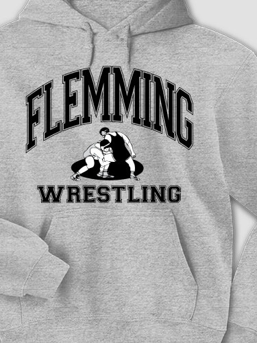 Wrestling Sports Grey Adult Hooded Sweatshirt