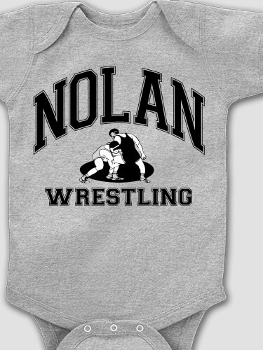 Wrestling Sports Grey Baby Bodysuit