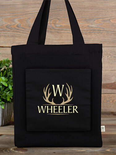 Tote Black Antler Monogram Personalized canvas-tote 