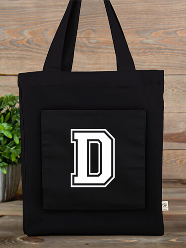 Varsity Letter Tote Black Canvas Tote