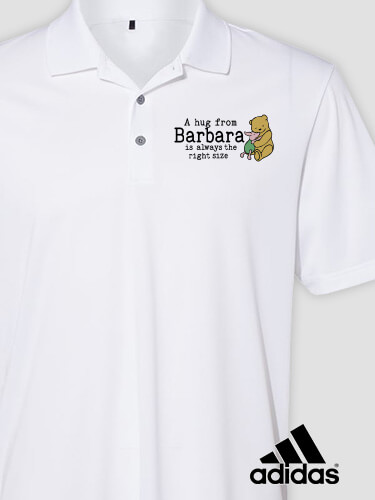 A Hug White Embroidered Adidas Polo Shirt