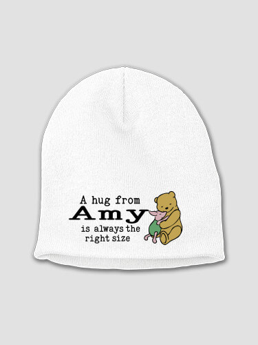 A Hug White Embroidered Beanie