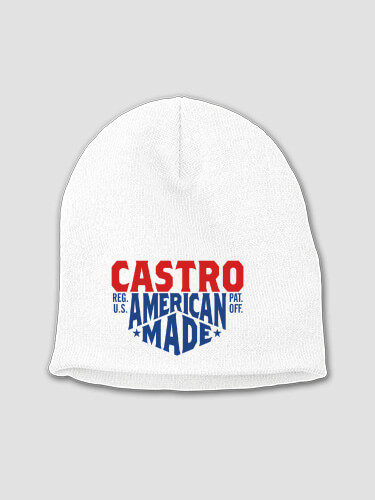 American Made White Embroidered Beanie