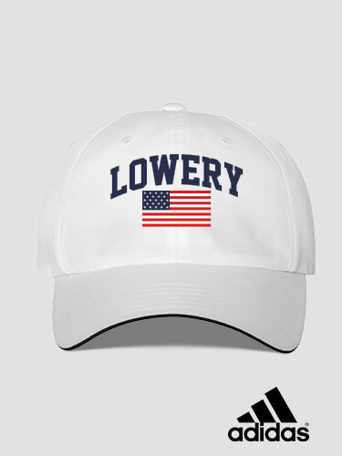 American Varsity White Embroidered Adidas Hat