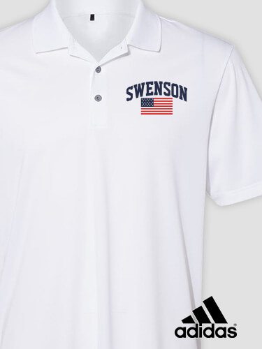 American Varsity White Embroidered Adidas Polo Shirt