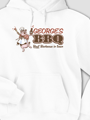 BBQ White Adult Hooded Sweatshirt