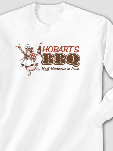 BBQ White Adult Long Sleeve