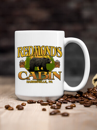 Bear Cabin White Ceramic Coffee Mug (single)