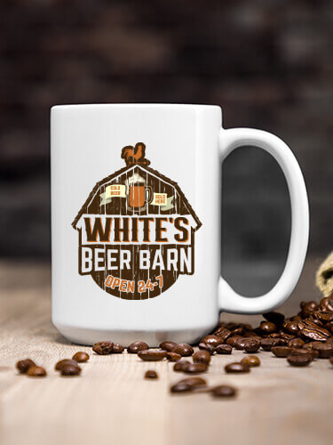 Beer Barn White Ceramic Coffee Mug (single)