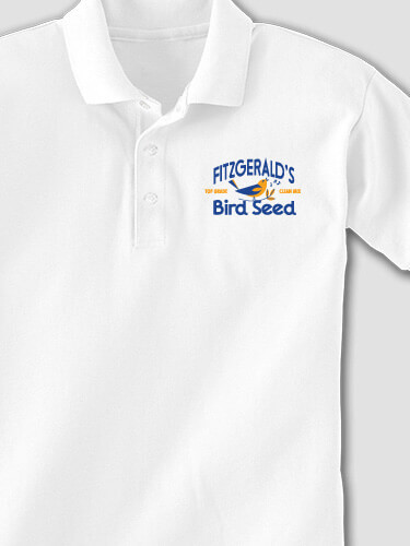 Bird Seed White Embroidered Polo Shirt