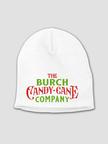 Candy Cane Company White Embroidered Beanie