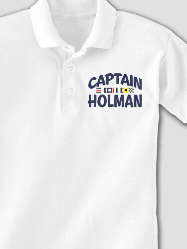 Captain White Embroidered Polo Shirt