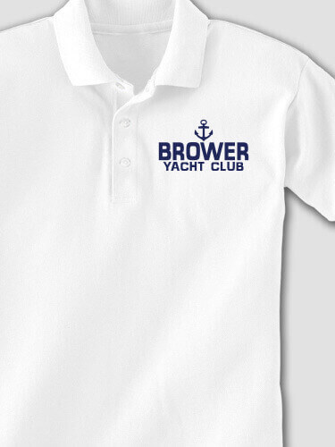 Classic Yacht Club White Embroidered Polo Shirt