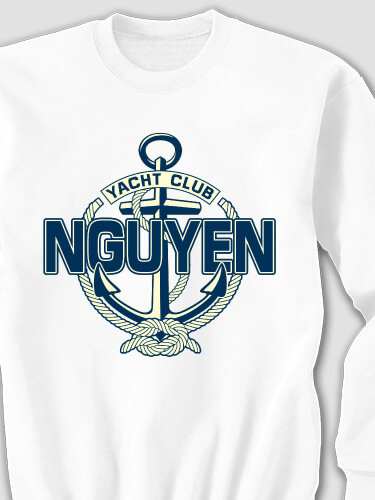 Classic Yacht Club White Adult Sweatshirt