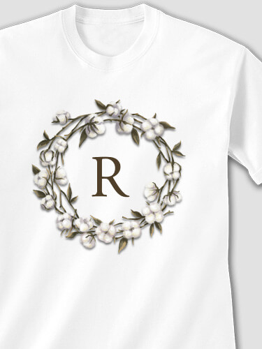Cotton Wreath Monogram White Adult T-Shirt