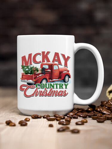Country Christmas White Ceramic Coffee Mug (single)