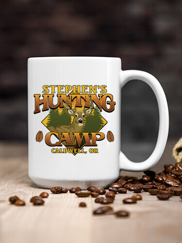 Deer Hunting Camp White Ceramic Coffee Mug (single)