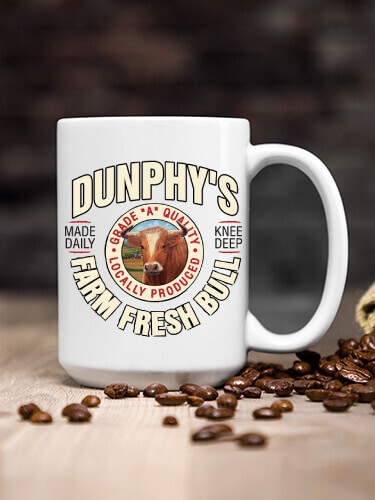 White Farm Fresh Bull Personalized ceramic-coffee-mug 