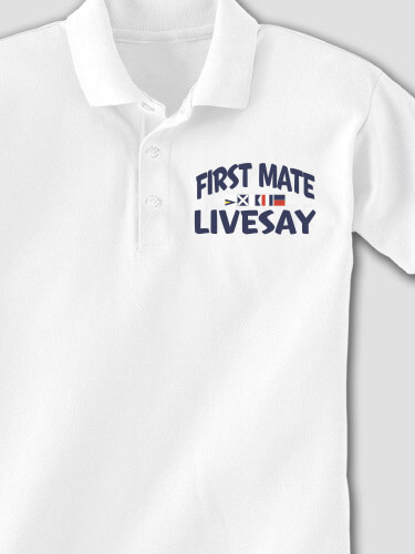 First Mate White Embroidered Polo Shirt