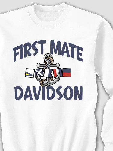 First Mate White Adult Sweatshirt