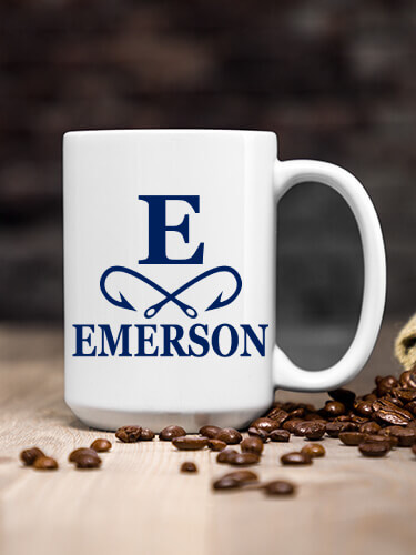 Fishing Monogram White Ceramic Coffee Mug (single)